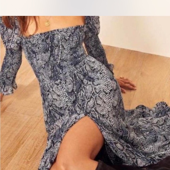 Reformation Long Sleeve Snake Print Dress - Picture 4 of 5
